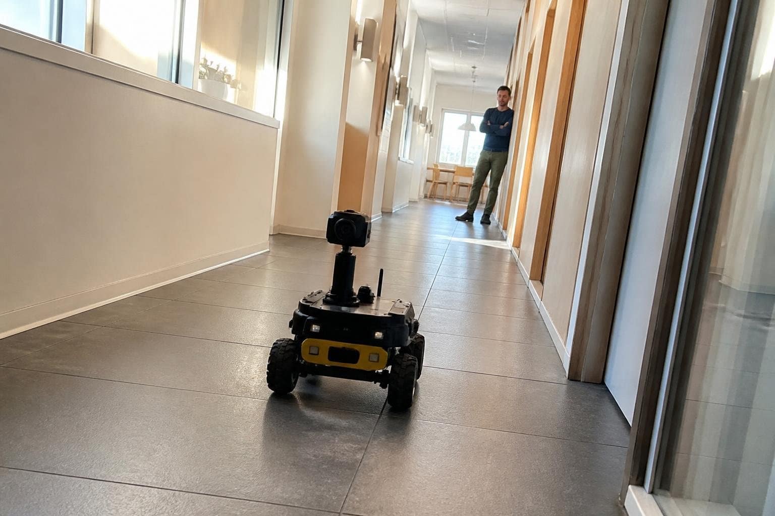 Which AI is controlling the robot running toward you?